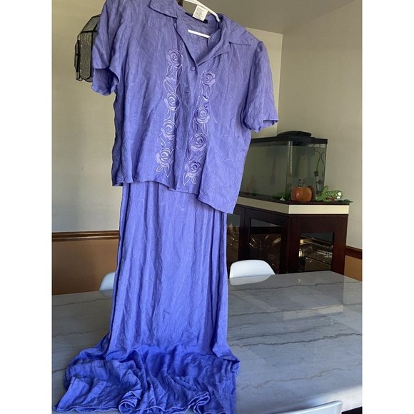 K Studio Women's 2 Pc Long Lavender Purple Sleeve Less Dress  With Jacket Size 8 - Picture 1 of 6